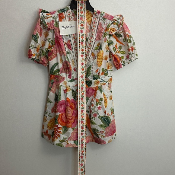 Farm Rio Off White Macaw Bloom Romper size Small - Picture 5 of 5